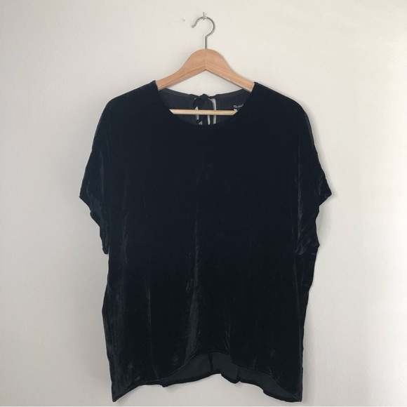 Madewell Velvet Bow Back Blouse, M - Picture 6 of 9